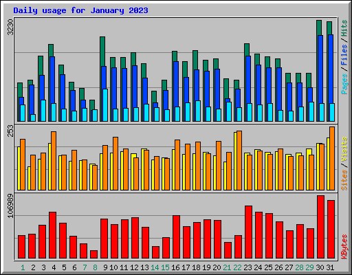 Daily usage for January 2023