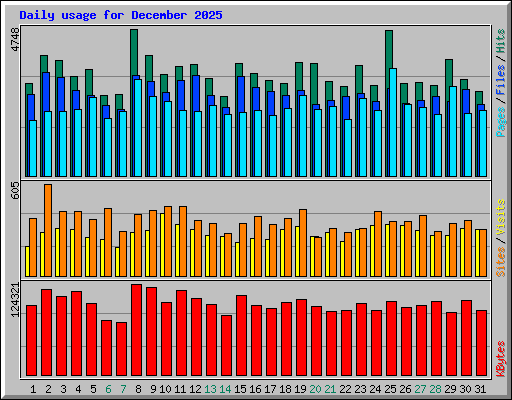 Daily usage for December 2025
