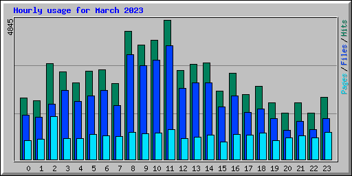 Hourly usage for March 2023